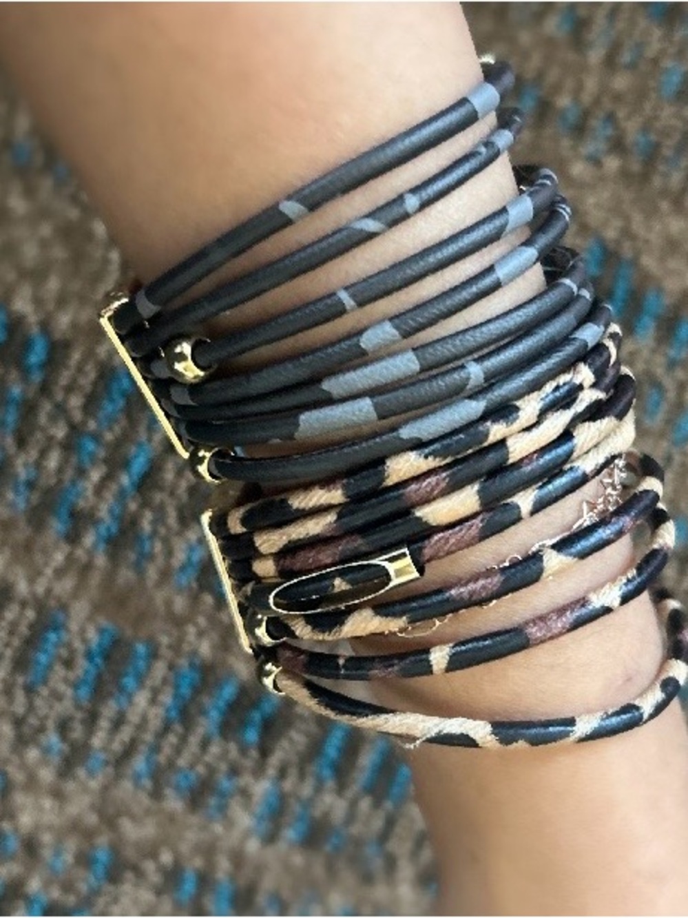 NWT Layered Leopard and Black Wrap Bracelet — PICK ONE COLOR